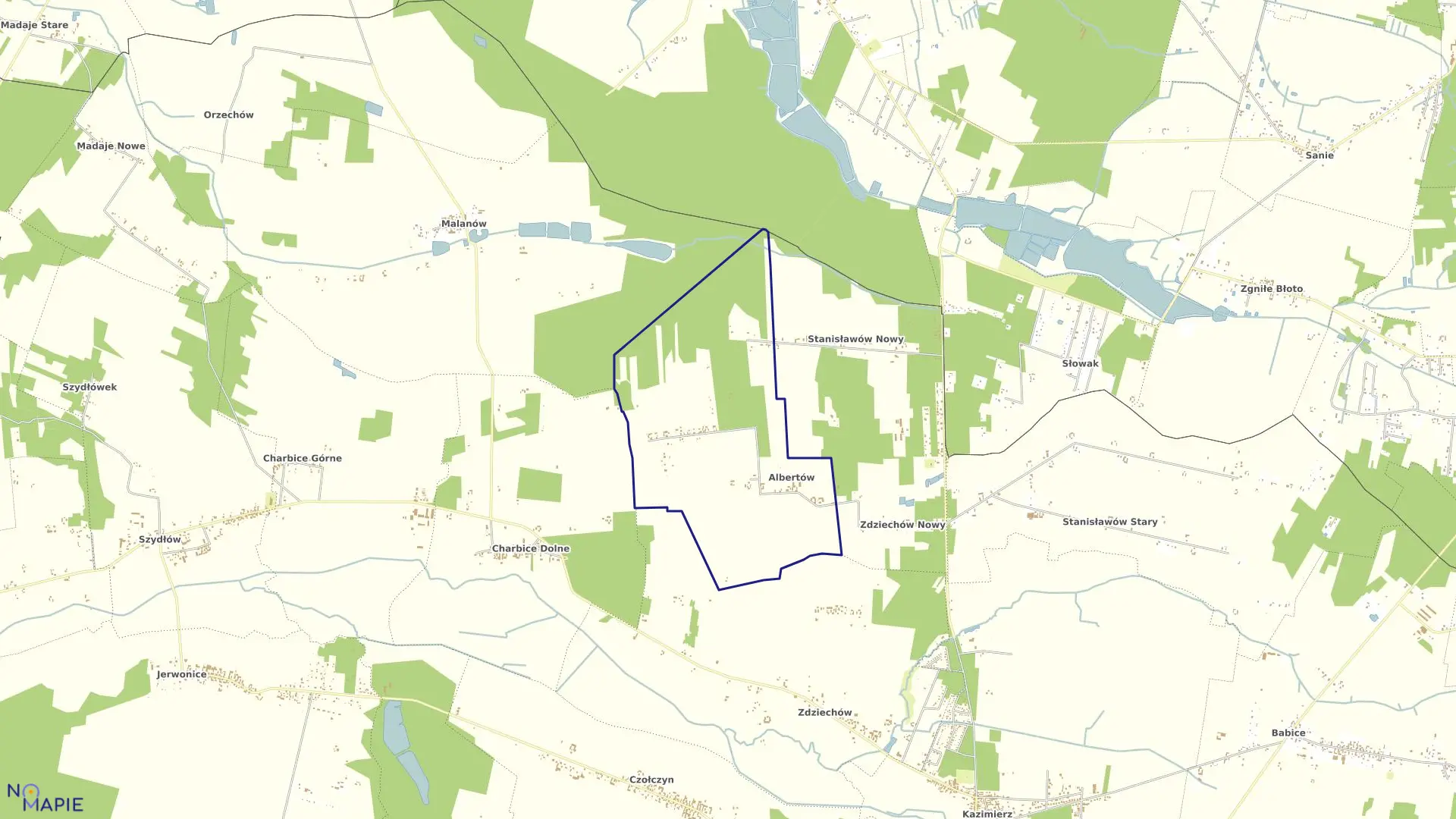 Mapa obrębu ALBERTÓW w gminie Lutomiersk