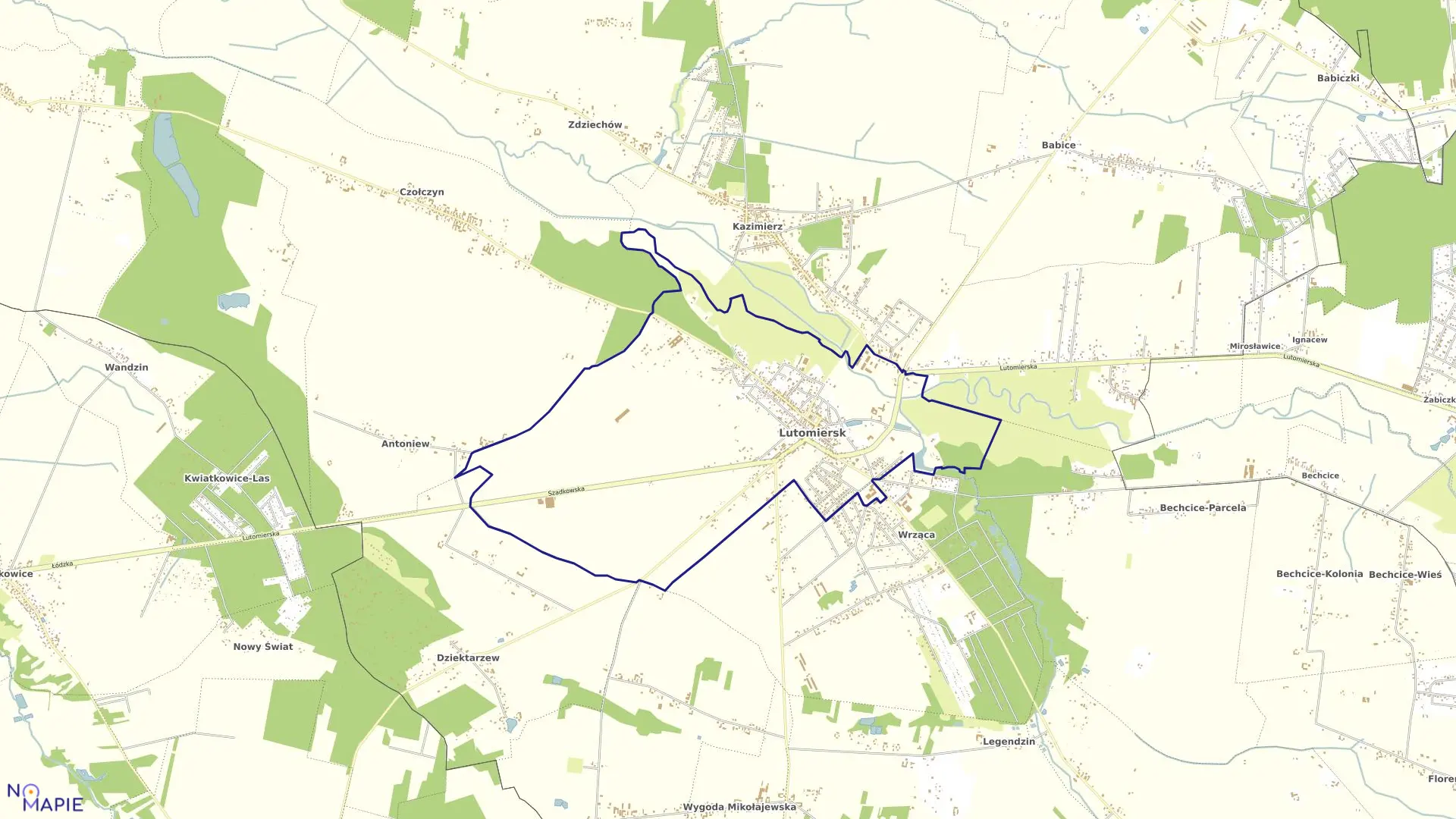 Mapa obrębu LUTOMIERSK w gminie Lutomiersk