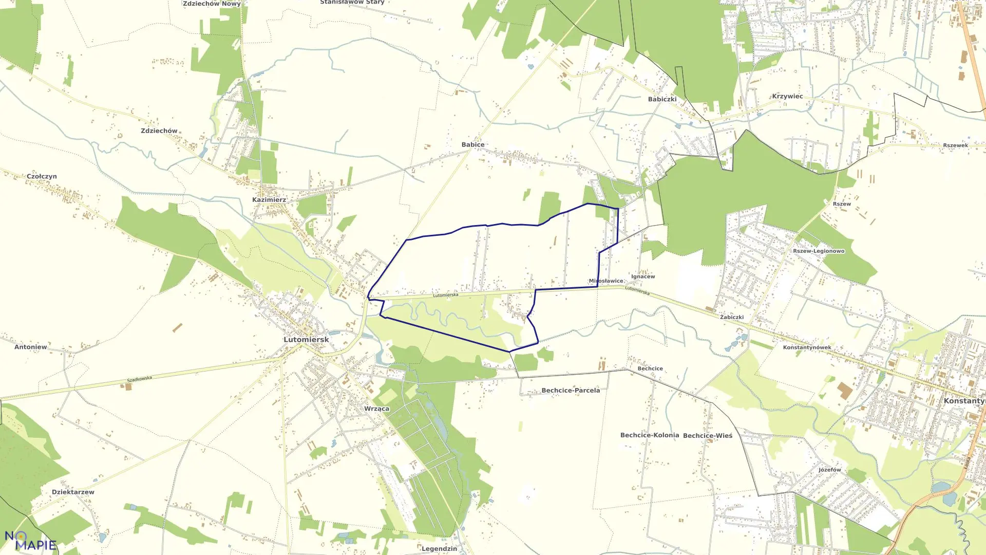 Mapa obrębu MIROSŁAWICE w gminie Lutomiersk