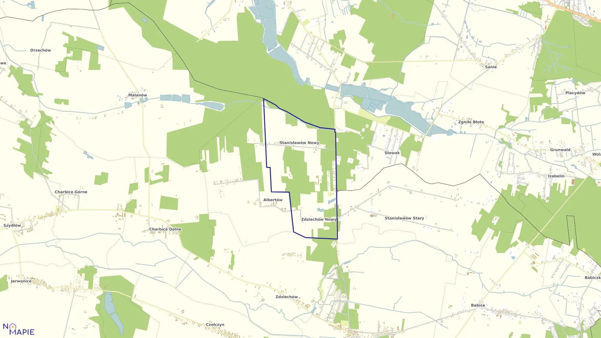 Mapa obrębu STANISŁAWÓW NOWY w gminie Lutomiersk